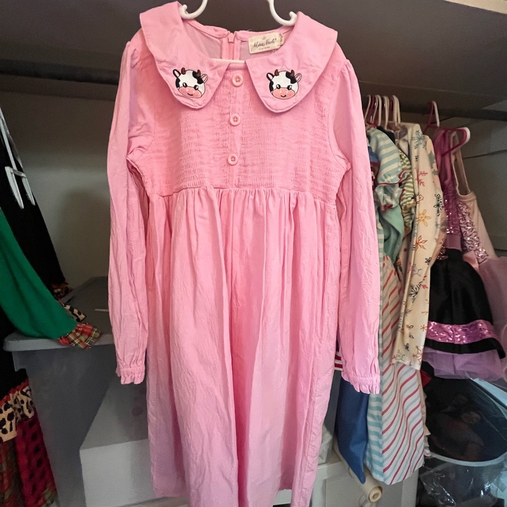 Pink Dress with Cow Collar